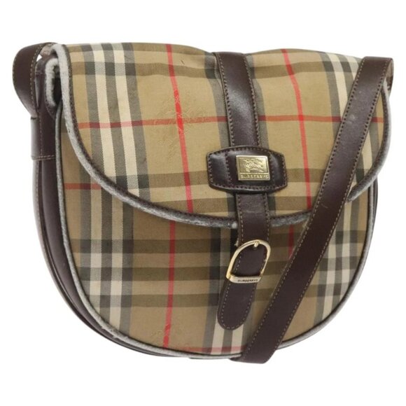 Burberrys Nova Check Shoulder Bag Canvas Beige Auth ti3106 - Picture 1 of 16